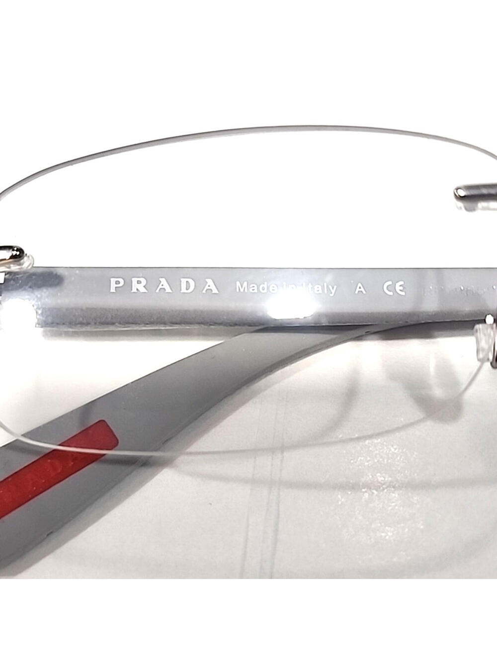 PRADA VPS53D 1AP-101 Linea Rossa Gunmetal Rectangular Eyeglasses 53-18 135 Box - Picture 7 of 8